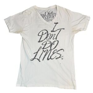 Dirtee Hollywood Graphic Tee Mens M White Cotton I Don't Do Lines‎ Vintage Rare